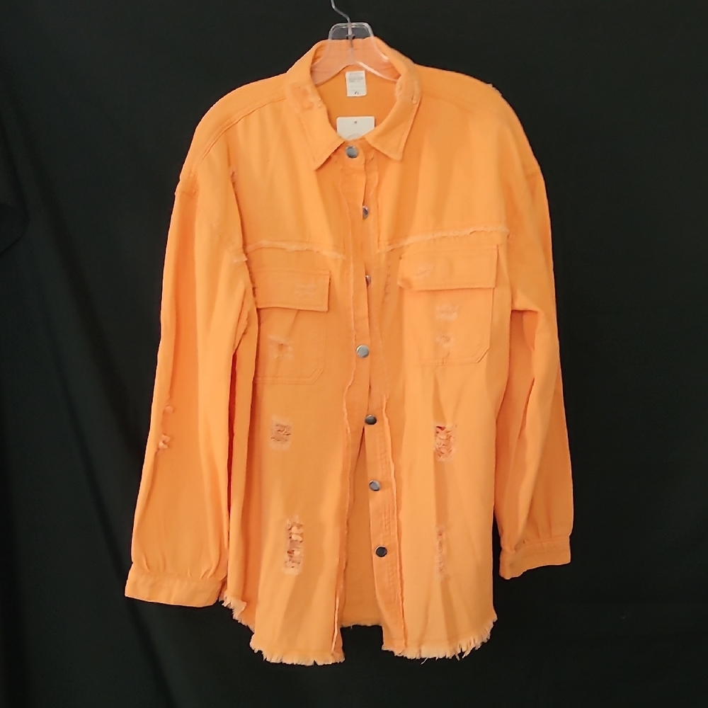Orange Distressed Men's Or Women's Jacket